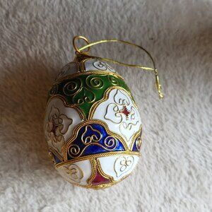 Beautiful Vintage Cloisonne Egg Ornament GUC GORGEOUS SEE PICTURES